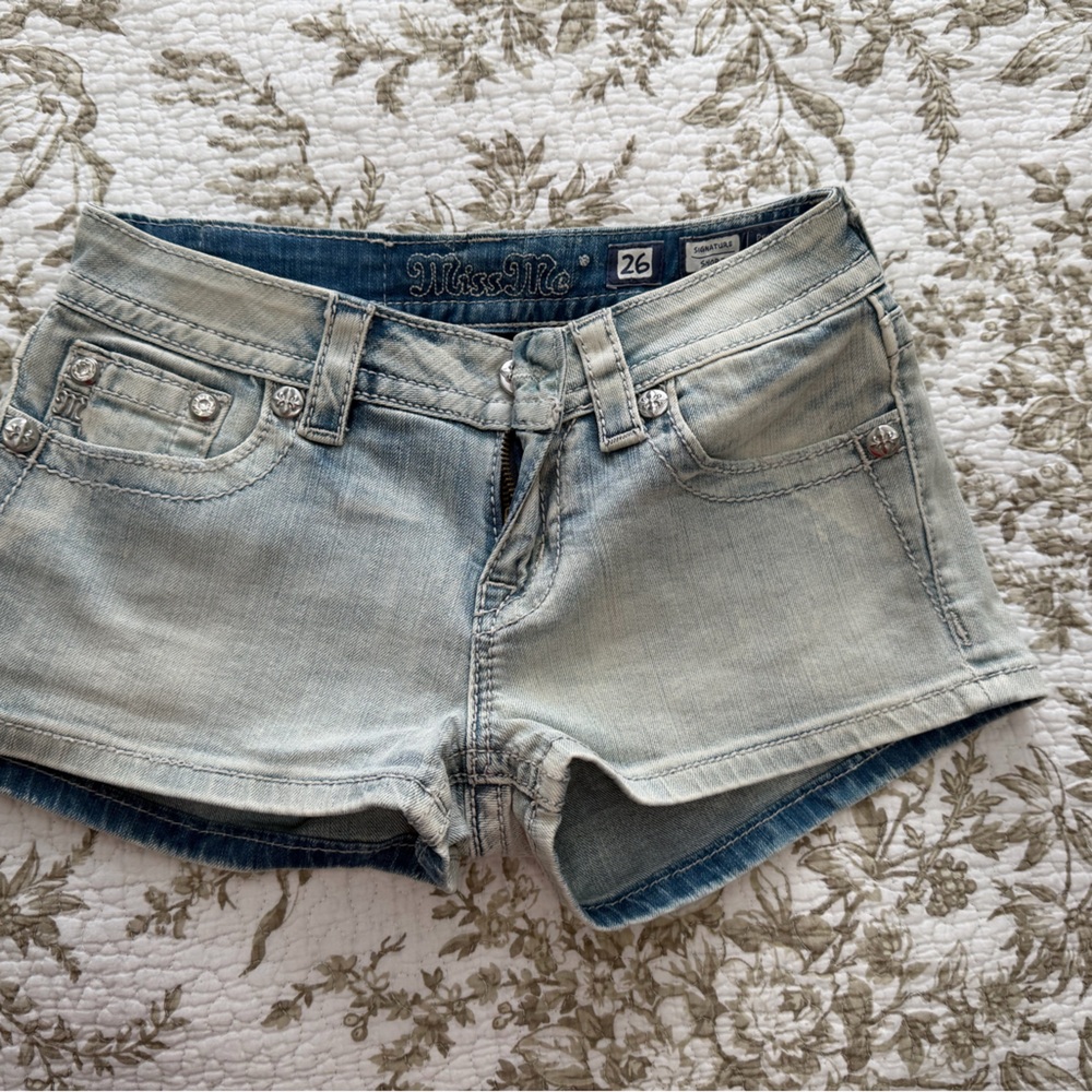 Miss Me Faded Blue Denim Shorts